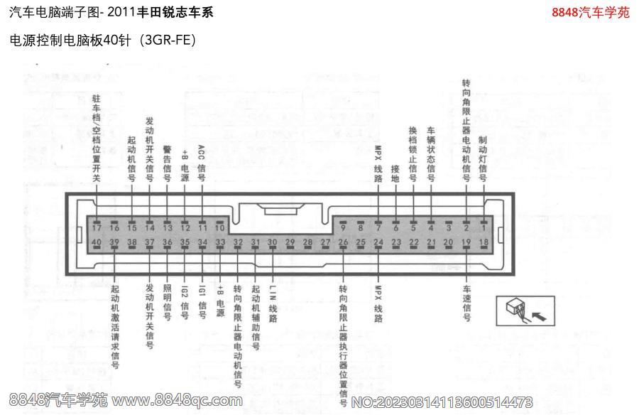 2011丰田锐志-电源控制电脑板40针（3GR-FE） 